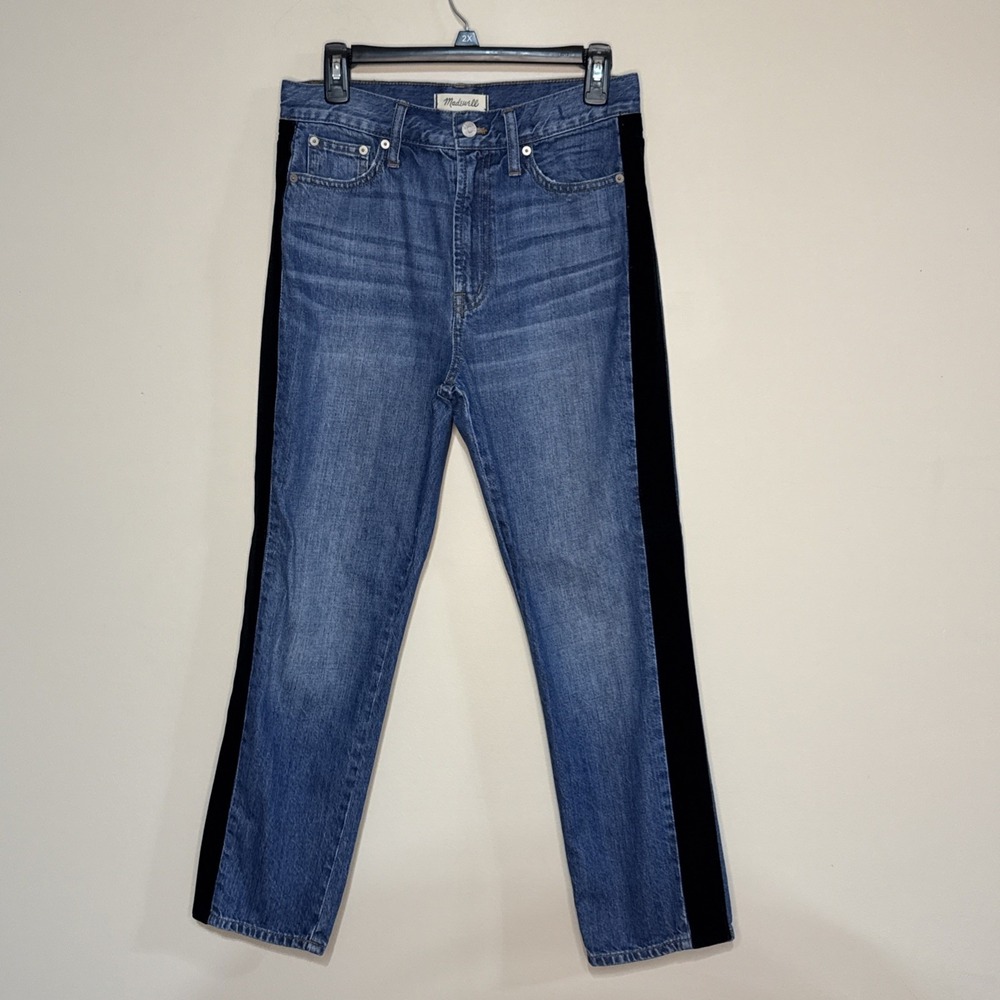 Madewell Womens Perfect Vintage Jean High Rise Velvet Side Stripe Denim Size 28
